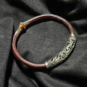 Silver and Bent Wood Boho Bracelet